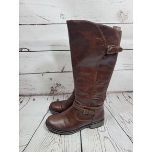 BareTraps Sabio Brown Faux Leather Tall Riding Boots Women's Size 8M